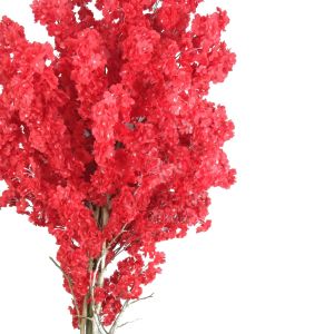 Siyah Dekoratif Ahşap Saksıda Kırmızı Yapay Bahar Dalı Ağacı 200CM